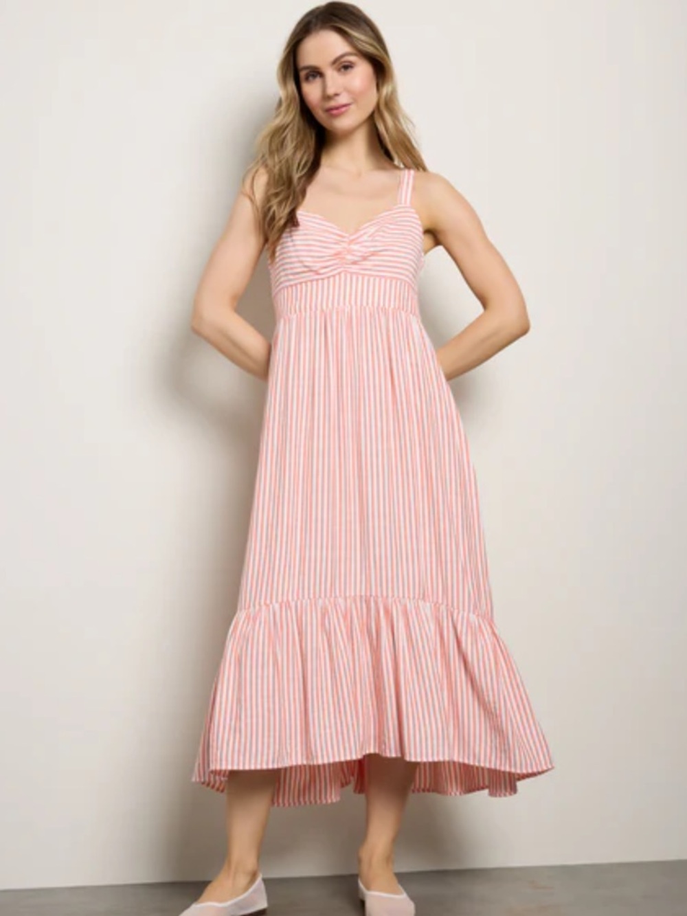 Skies are blue sweetheart Striped Midi dress Sundress